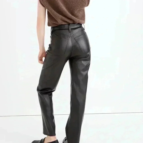 NWT Madewell Perfect Vintage Straight Jean Faux Leather Black 29 Regular - Picture 4 of 10